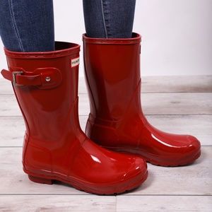 Original Short Gloss Hunter Boot / Military Red
